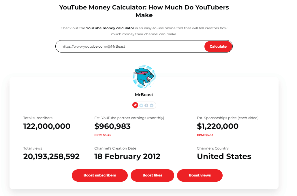 youtube money calculator: how much do youtubers make