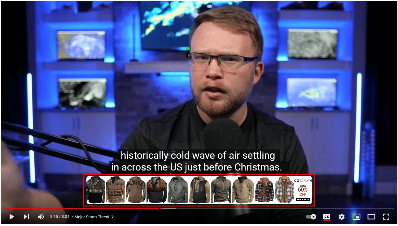 Overlay ads appear on the bottom of the YouTube video.