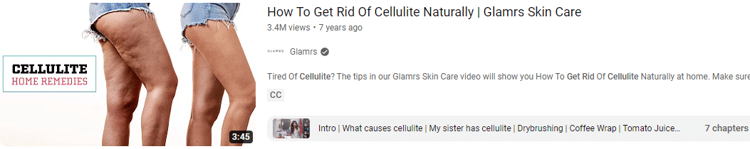 get rid of cellulite keyworded youtube video title example.