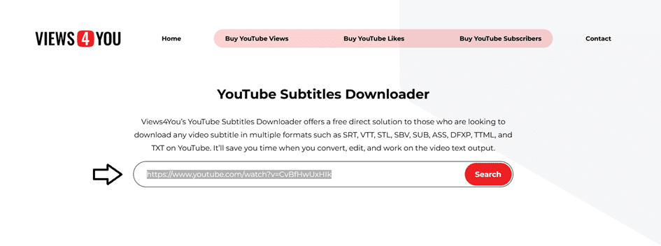 youtube subtitle downloader page.