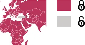 the map of the world that shows some countries red and some gray
