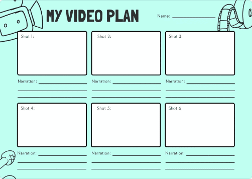 A template for a video plan. 