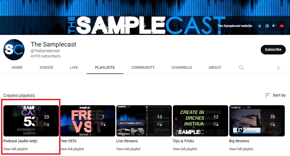 You can create playlists like the channel The Samplecast to organize your podcasts.