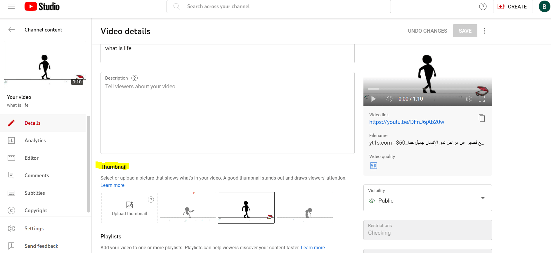 Steps showing video details from YouTube page.