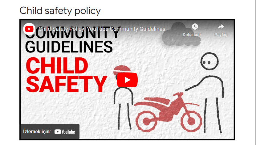 An YouTube video where you can learn about child safety for YouTube videos.