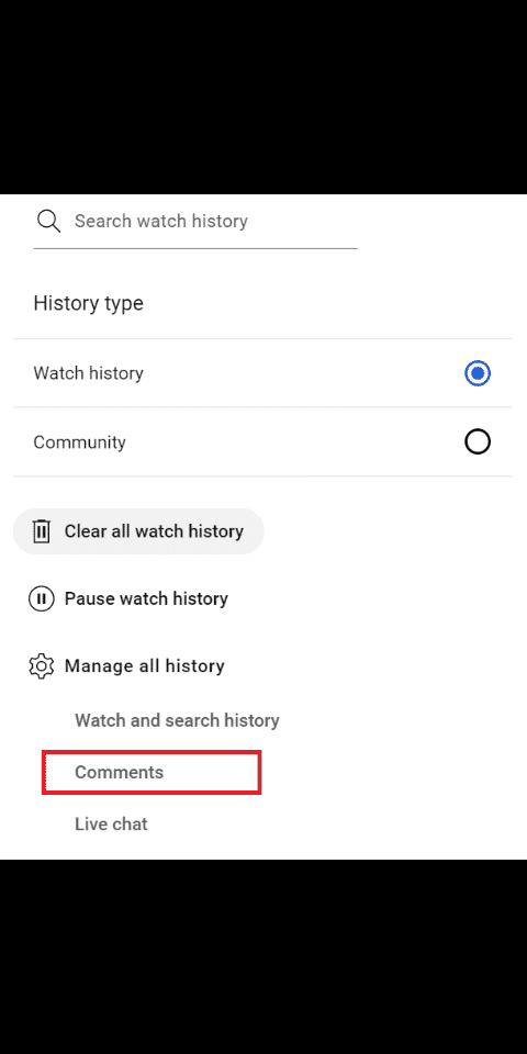 Select comments on the search watch history.