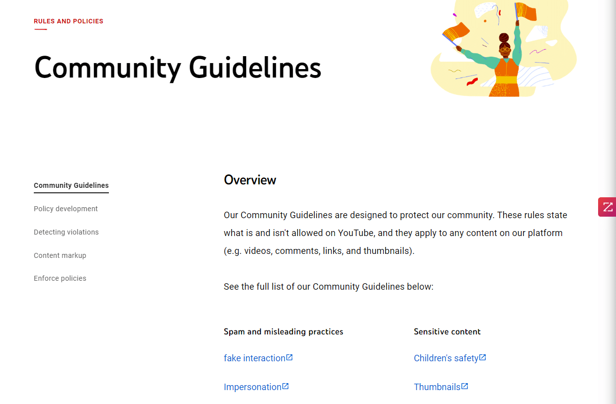 An overview for the community guidelines.