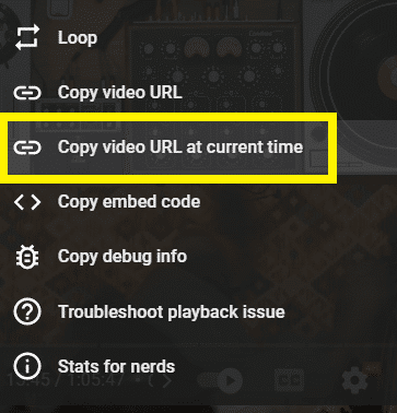 "Copy video URL at current time" option when you right-click on a YouTube video.