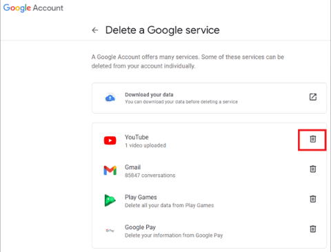 Select "Delete Google Services" to remove your channel.