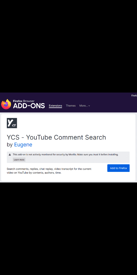 YCS extension on Firefox browser.