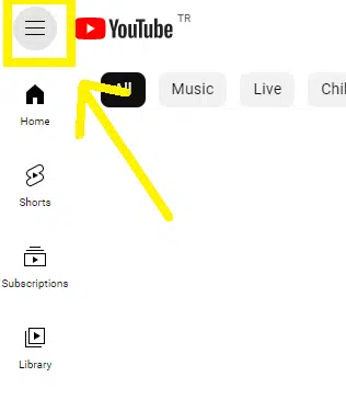 Three horizontal lines in the upper left side on a YouTube account.