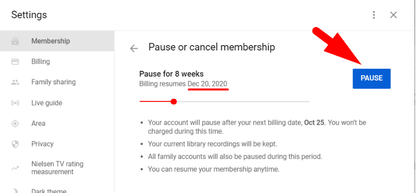 How to cancel or pause your   TV membership