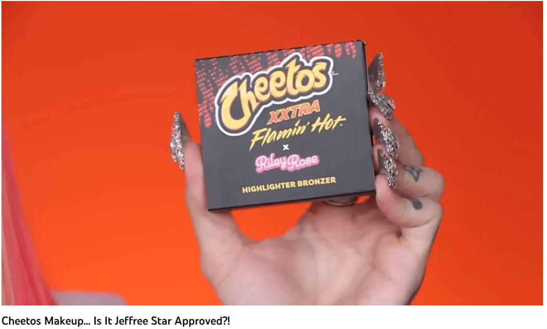 Jeffree Star promotes Cheetos' highlighter bronzer through a video content.