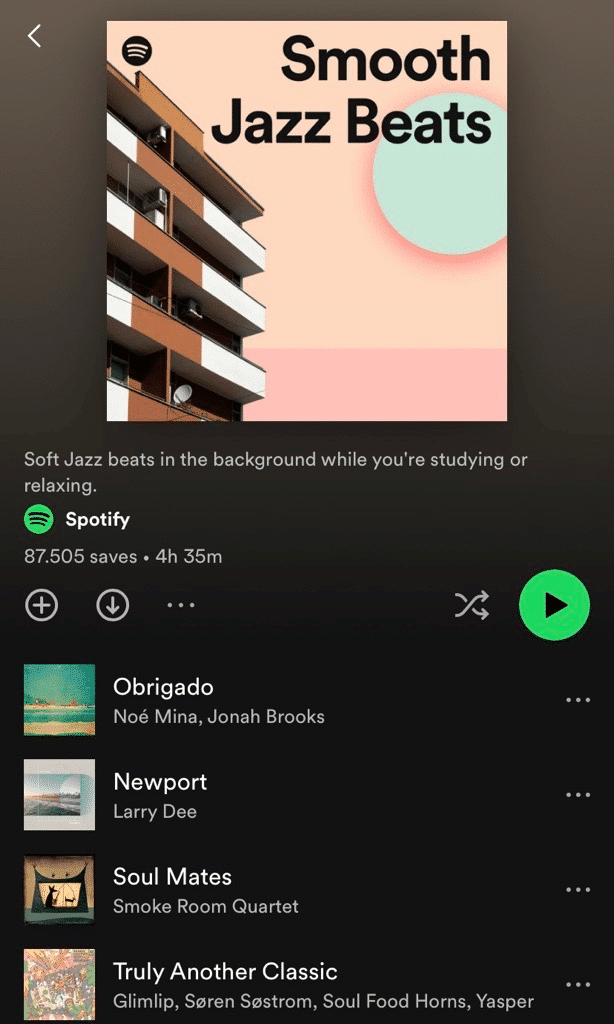 Tap downward facing arrow to download the playlist.