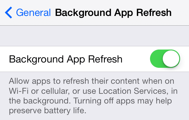 Here you can access the button to able or disablr the refesh of content when connected to wi-fi or cellular data. 